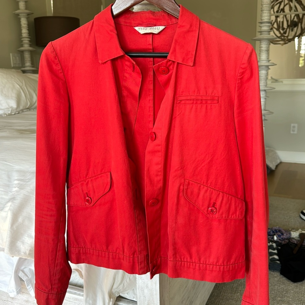 Cherry red Miu Miu cotton jacket